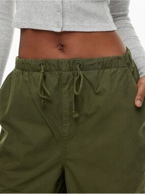 Tyla brand khaki green cargo pants with an elastic waist